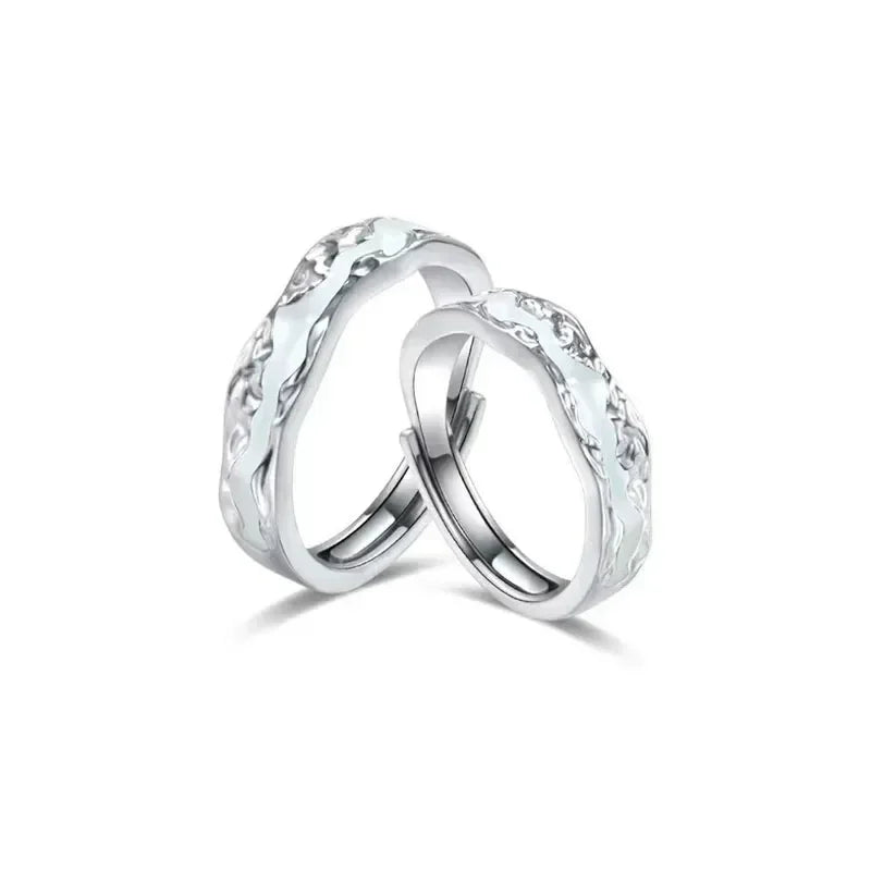New Enamel Luminous Adjustable Finger Ring Vintage Luxury Love Couples Rings Glow In Dark Y2K Jewelry Valentine&