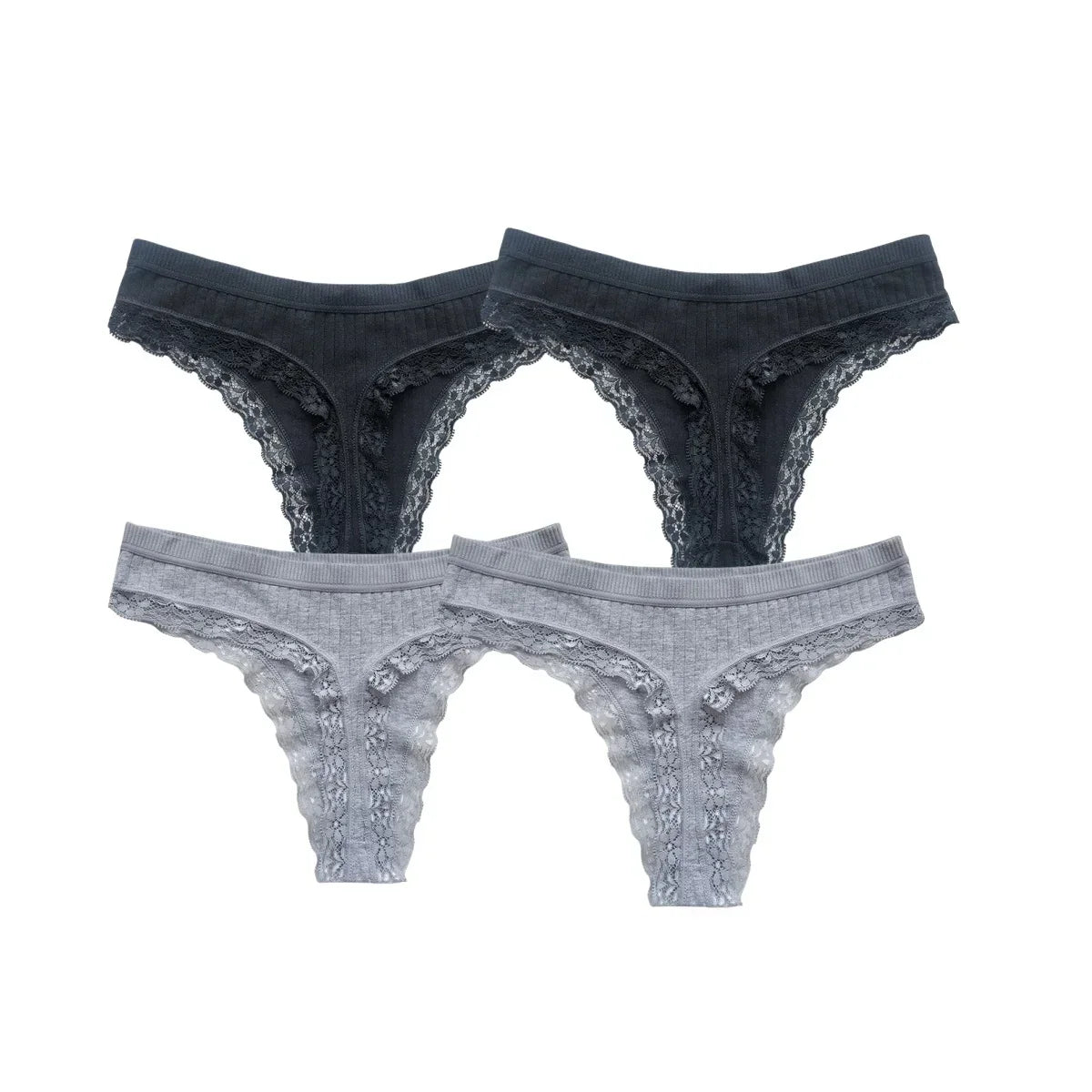 4Pcs/Set Women Cotton Panties Thongs Low Rise G-string Lace Underwear Female Underpants M-XL Sexy Lingerie Panties Intimates