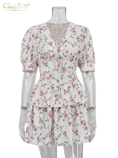 Clacive Summer Slim Print Women&