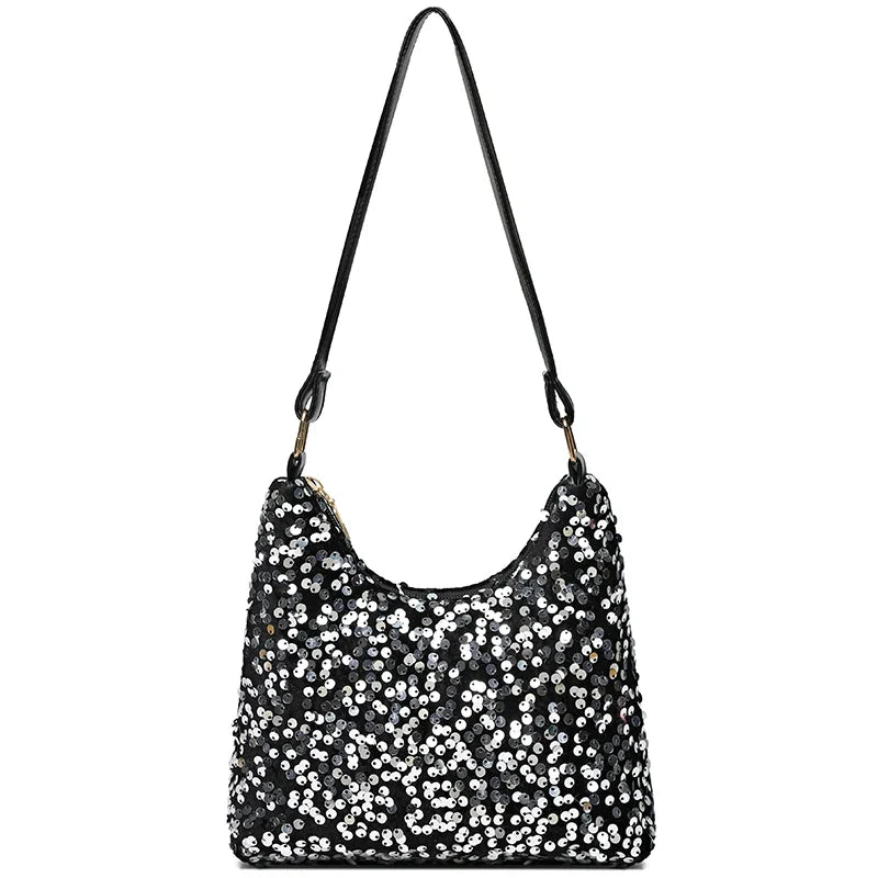 Brandless Korean Style Sequin Shoulder Bag For Women Single-Shoulder Versatile Small Bag - Compact Everyday Accessory