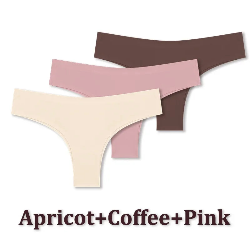 3-Piece Seamless Brazilian Panties Set – Ultra-Thin Ice Silk Underwear