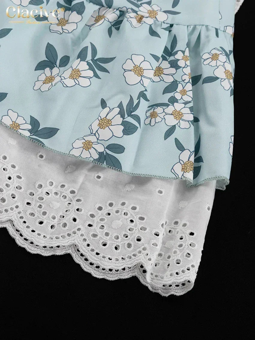Clacive Summer Slim Print Women&