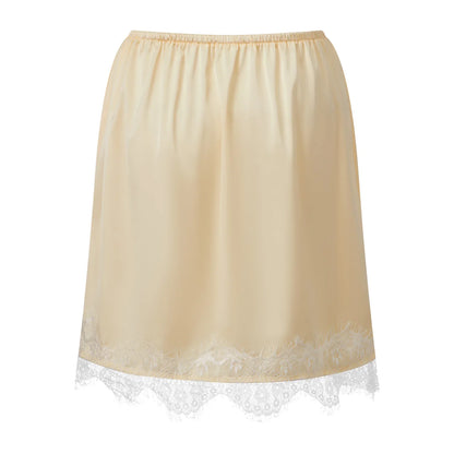 Womens Casual Stylish High Waist Short Skirts olid Color Satin Lace Trim Mini Skirt for Daily Life Club Party and More