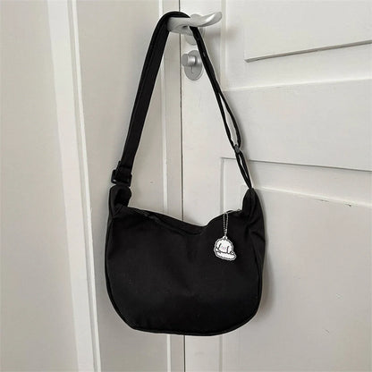 Minimalist Crossbody Bag With Puppy Pendant - Scratch-Resistant Nylon
