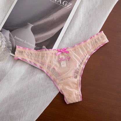 Lace G String Thin Mesh Sexy Girls Panties Women Briefs Thong Hollow Out Underwear Transparent Female Low Waist Lingerie