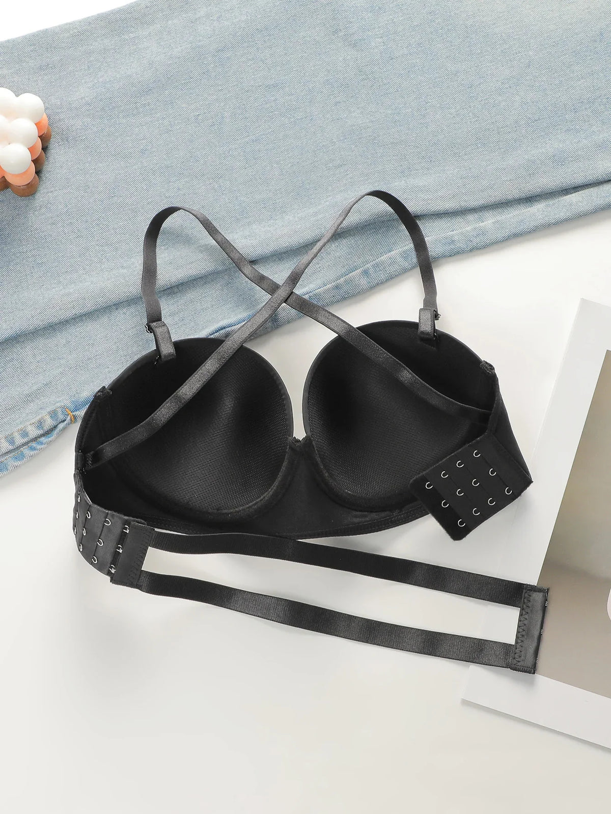 blcak Sexy Criss Cross Backless Push Up Bralette Seamless Underwireless Lingerie Adjustable Multi-strap Women&