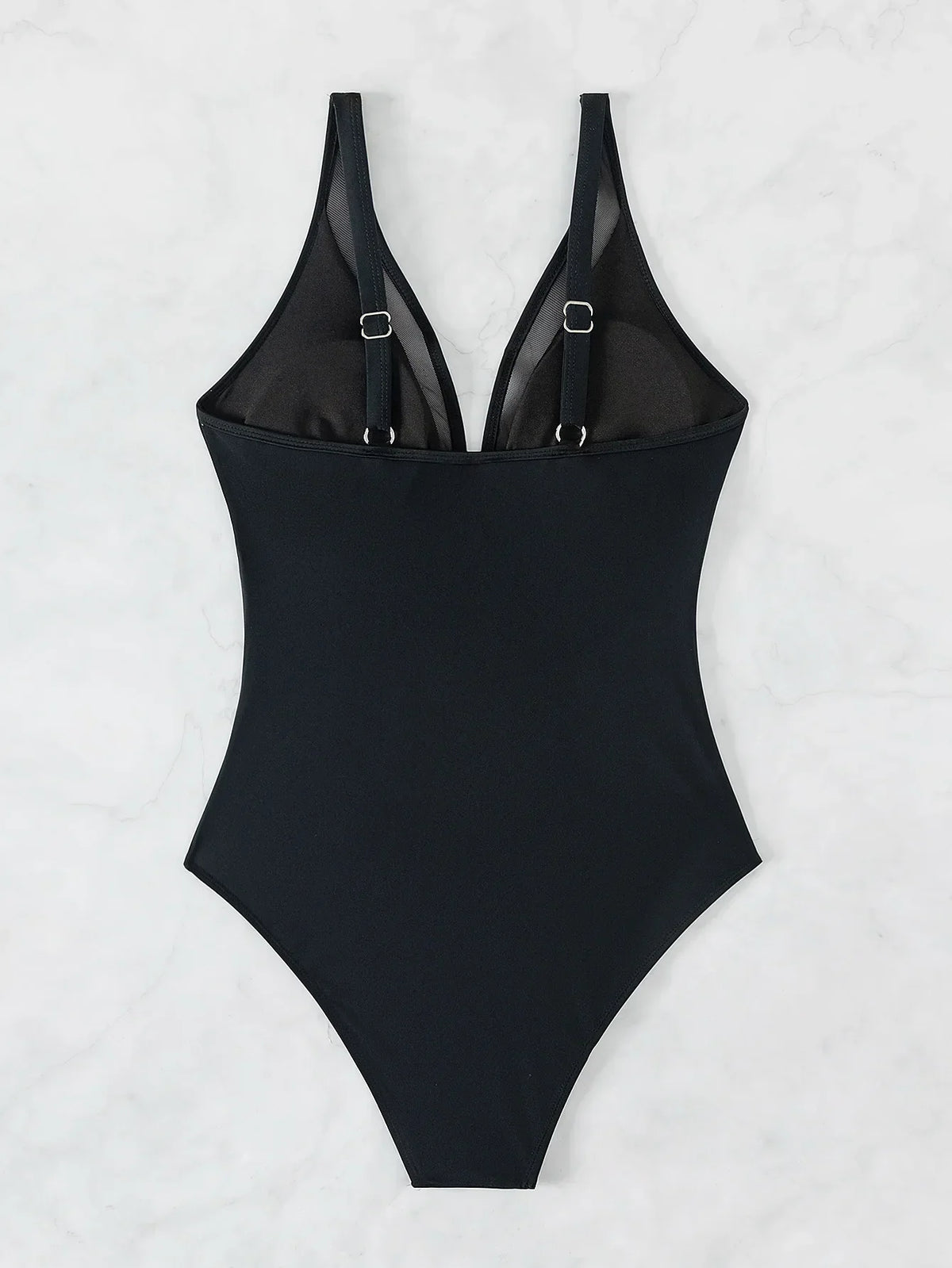 Sexy Black One Piece Swimsuit 2026 Women Mesh Patchwork Transparent Tummy Control Swimwear Bathing Suit See Through Monokini