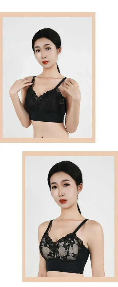 Hot Full Cup Thin Underwear Small Bra Plus Size Wireless Adjustable Lace Women&