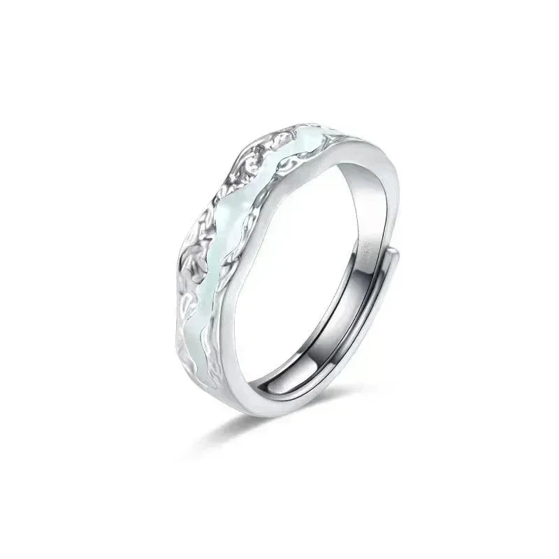 New Enamel Luminous Adjustable Finger Ring Vintage Luxury Love Couples Rings Glow In Dark Y2K Jewelry Valentine&