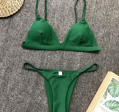 DEKA Women Sexy Solid Mini Micro Bikini Set Push-up padded Bra Thong Split Swimwear Female Bandage Bathing Suit Lacing Swimsuit