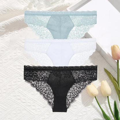 Premium Seamless Lace Briefs for Women – 3-Piece Set