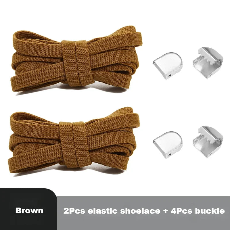 1 Pair Flat Elastic No-Tie Shoe Laces for Sneakers Tennis Shoes Quick Clip-On Shoelaces Accessories for Kids &amp; Adults