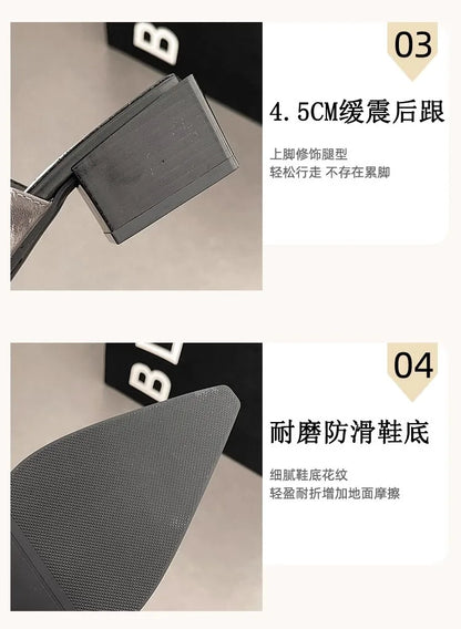 2026 New Summer Women Cover Toe Mules Slippers Fashion Metal Decoration Thick Heel Slide Shoes Comfort Street Style Footwear