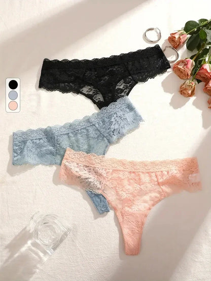 5-Piece Lace Thong Set – Low-Rise Sexy Briefs for Women