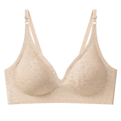 No-Show Seamless Bras For Women Non-wire V-neck Bralette Leopard Print Removable Pads Sports Underwear Sexy Lingerie S-5XL