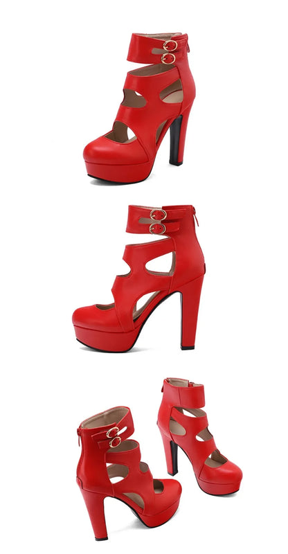 Trendy Hot Sale Summer Fashion Peep Toe Platform High Heels Roman Ankle Sandals Woman&