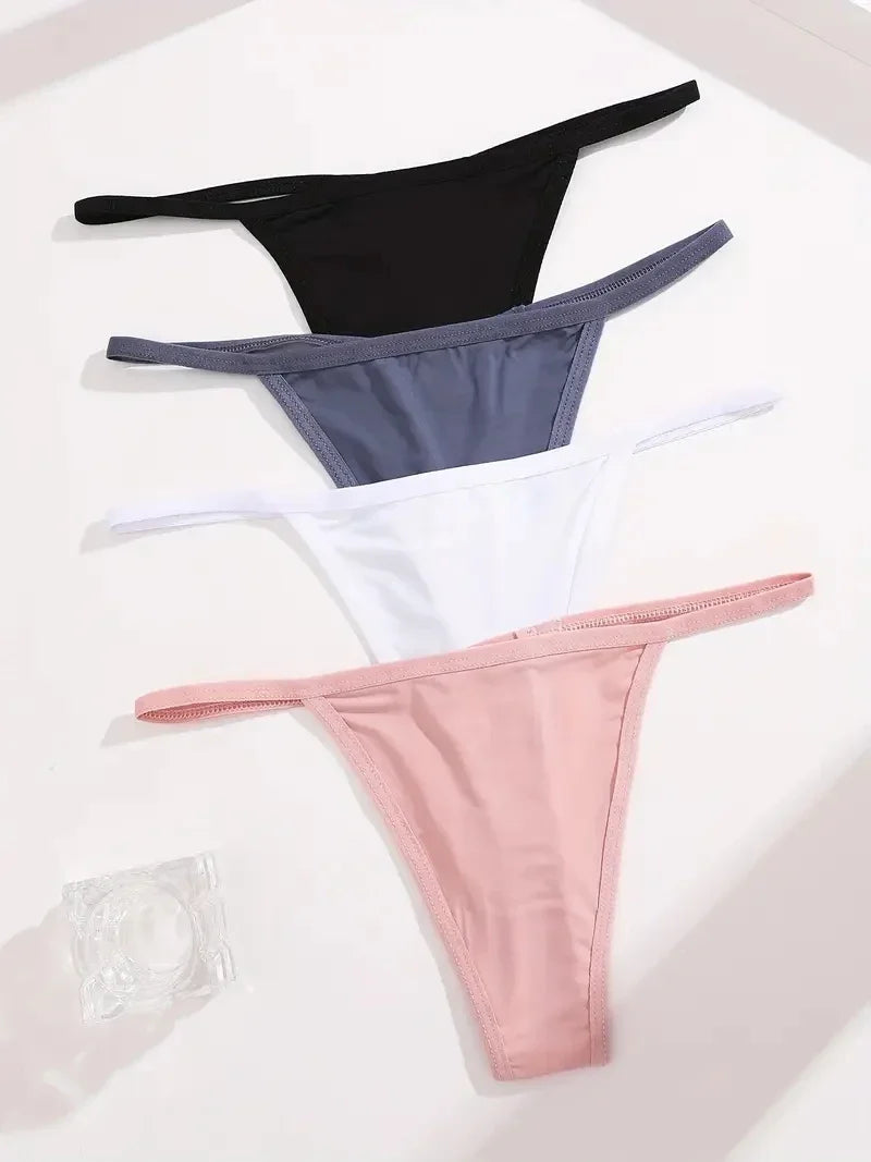 Premium Cotton G-String Thong Panties – 4-Piece Set