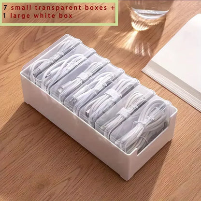 Cable Organizer Storage Box Set Durable Plastic Daily Office Supplies Sundries Charging Cord &amp; Mobile Device Management Storage