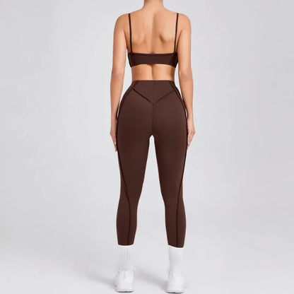 2-Piece Yoga Set – Open Back Sports Bra &amp; High Waist Shorts