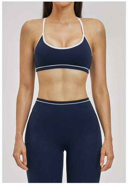Yoga Bra U-Shaped Adjustable Shoulder Strap Cross Back Women Fitness Sports Bra Top Gym Yoga Athletic Tight Workout Jog Soft Pad
