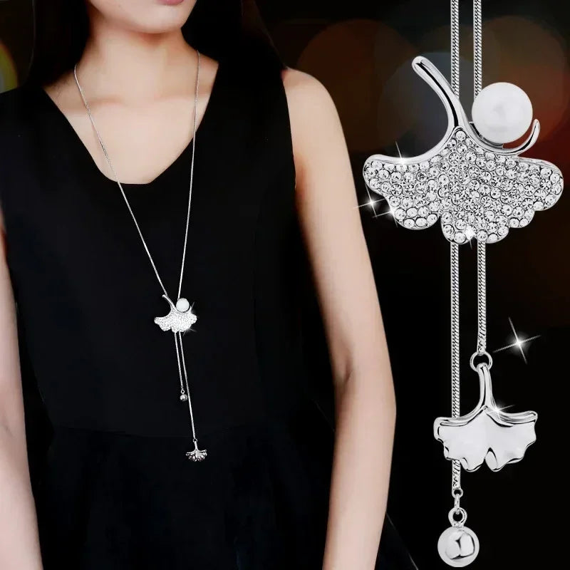 New Arrival Long Necklaces for Women 2024 Fashion Gray Crystal Choker Collier Femme Statement Necklaces &amp; Pendants Accessories