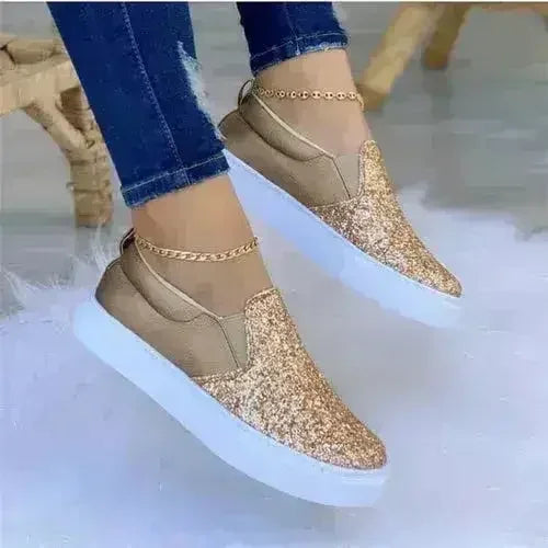 Glitter Moccasin Loafers for Women – Rose Gold, Black &amp; Gold Styles