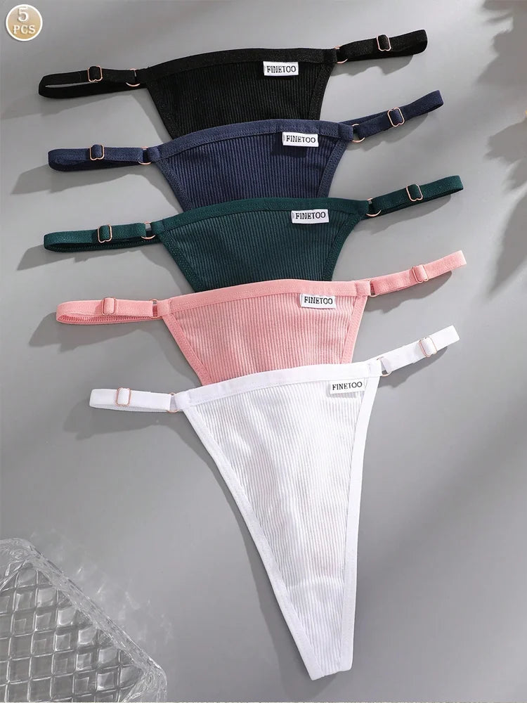 Premium Cotton Thong Panties for Women – 5-Piece Set