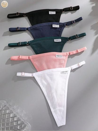 Premium Cotton Thong Panties for Women – 5-Piece Set