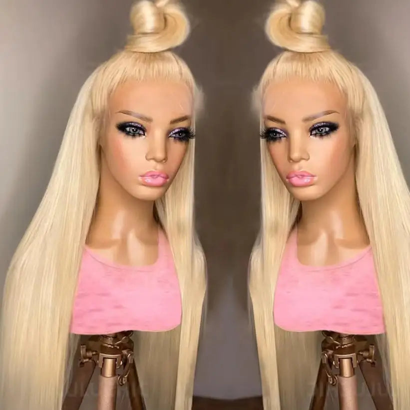 Silky 613 Blonde Bone Straight Human Hair Wig Dual 13x4&amp;13x6 Invisible HD Lace Super Long Lengths