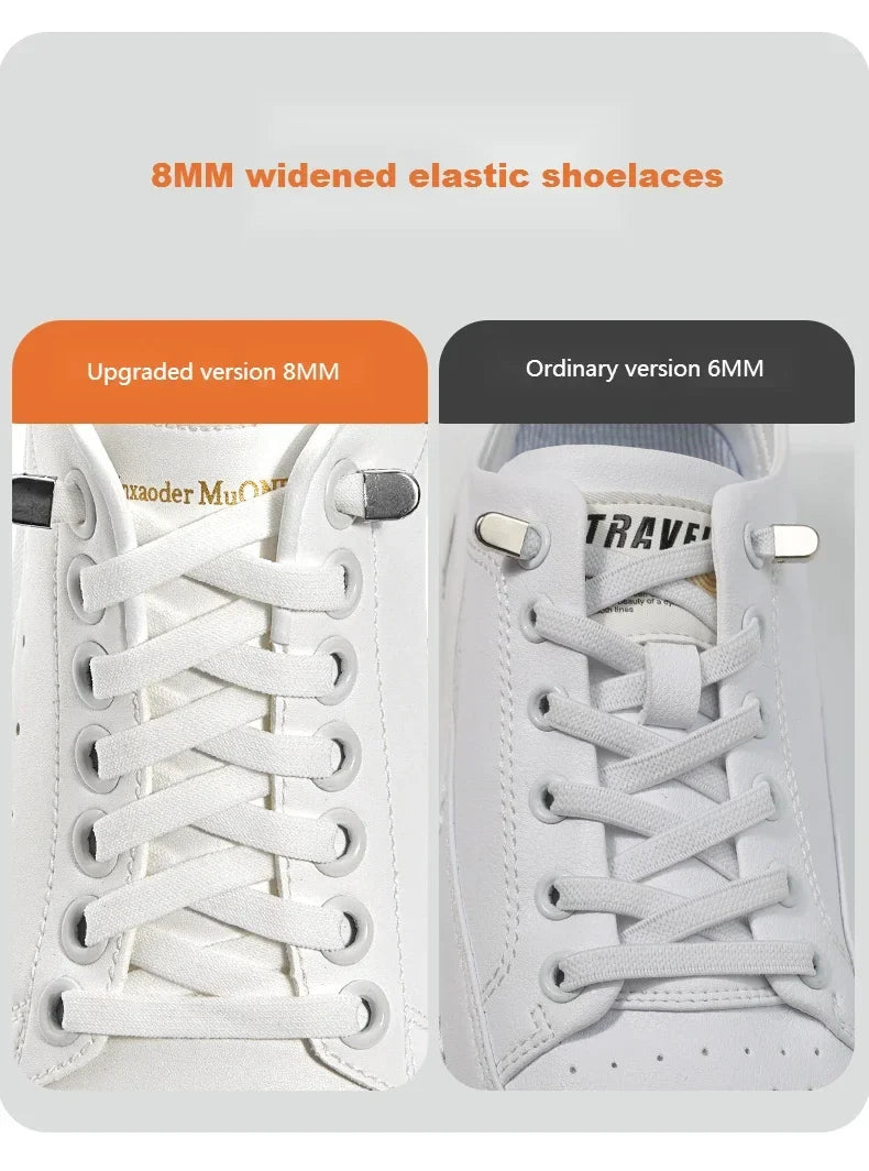 1 Pair Flat Elastic No-Tie Shoe Laces for Sneakers Tennis Shoes Quick Clip-On Shoelaces Accessories for Kids &amp; Adults