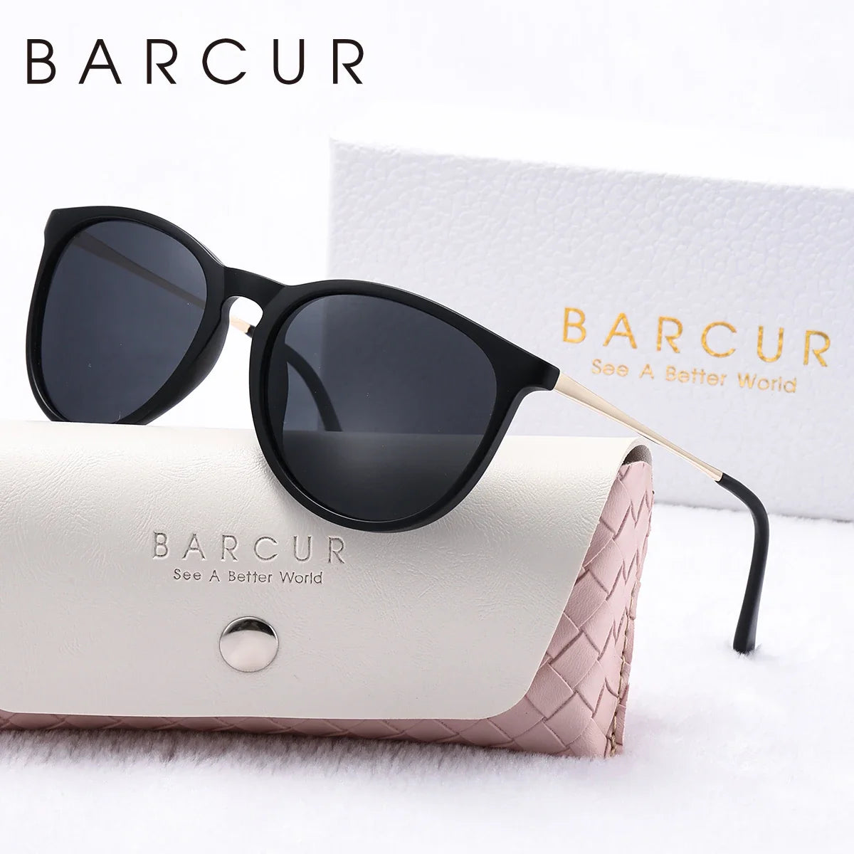 BARCUR Sunglasses Women’s Leopard Print Two-Tone Cat Eye Fashion Glasses – Trendy Polarized UV400 Gradient TAC Lenses for Summer Travel &amp; Outdoor Activities