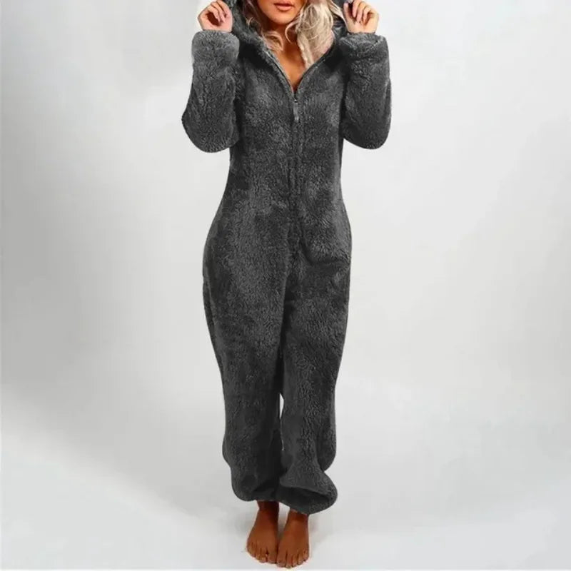 Mode Sourire Vêtements De Nuit Ensemble Plus La Taille Capuche Ensembles Pyjamas pour Femmes Adultes pour Hiver plus size onesie