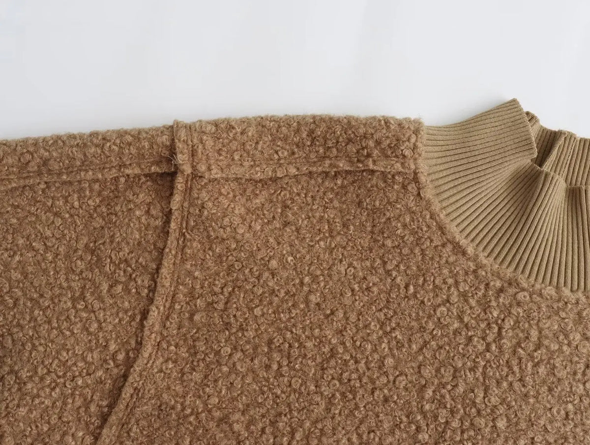 Foridol Turtleneck Fluffy Hoodie for Women Autumn Casual Loose Pullovers Female Basic Fashion Winter Women&