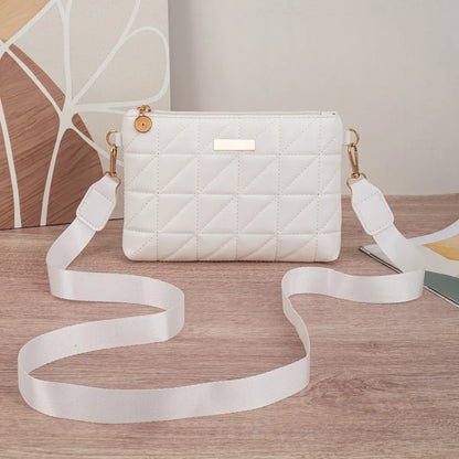 Brand Mini Square Phone Bag - Compact PU Bag With Embroidered Accent And Interior Zipper Pocket For Women