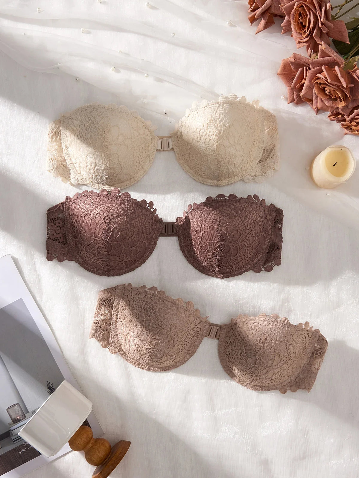 3Pcs Thin Cup Strapless Women&