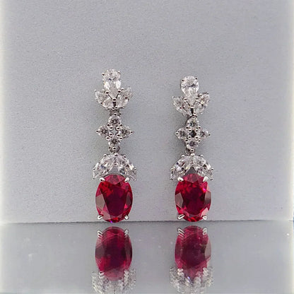 Women Marquise Pave with Oval Drop Earrings 1.5ct Moissanite PT950 Platinum - PT950 Dual-Shape Crafted, Marquise + Oval