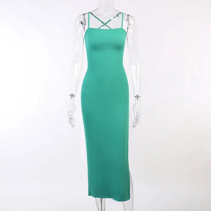 Backless Bandage  Bodycon Halter Neck Split Party Dresses