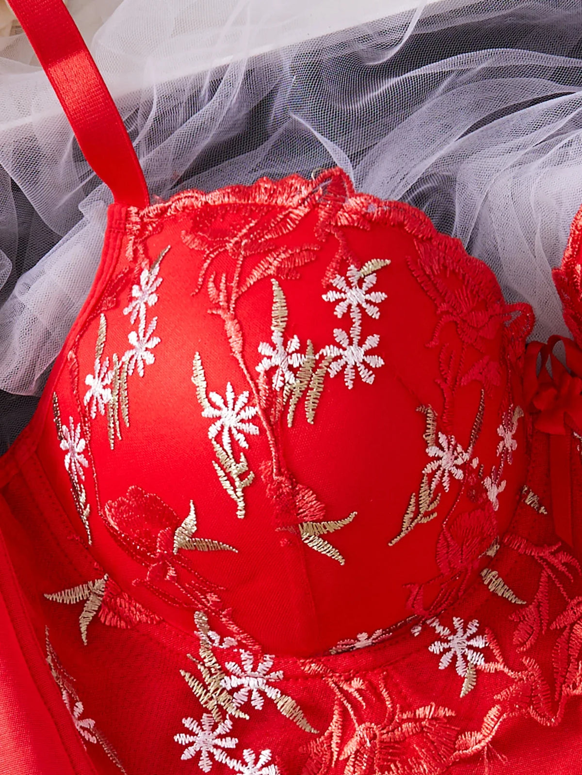 Plus Size Floral Embroidered Lace Bustier Bra – Push Up, Tummy Control &amp; Non-Slip Corset Top