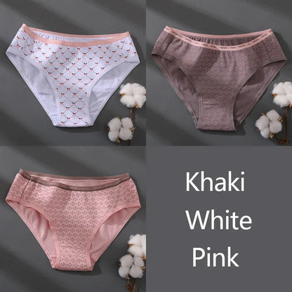 3Pcs/set Women Printing Floral Panties Low-Rise Cotton Briefs Female Comfortable Underwear Female Soft Panties Lingerie M-2XL
