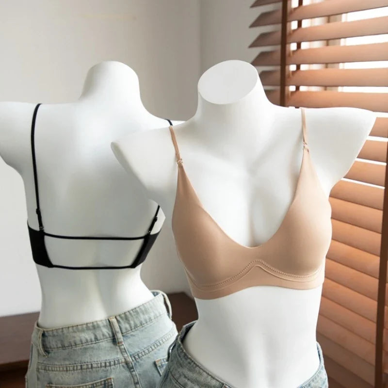 French Detachable Shoulder Strap Bra Women Seamless Underwear Summer Magic Invisible Bra Backless Halter Push Up Bras Lingerie