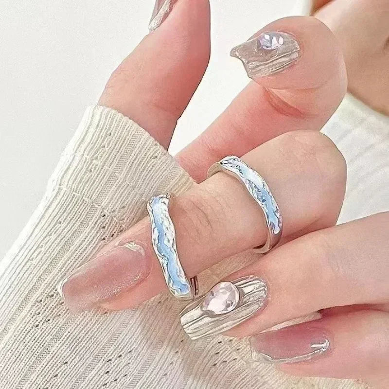 New Enamel Luminous Adjustable Finger Ring Vintage Luxury Love Couples Rings Glow In Dark Y2K Jewelry Valentine&
