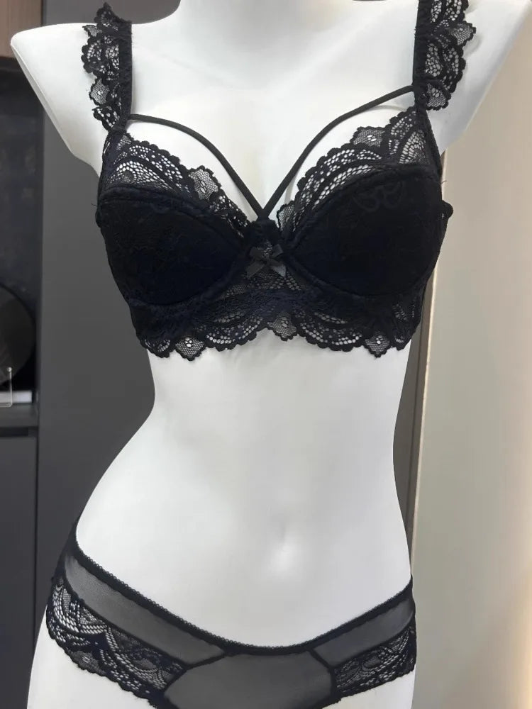 MOYISU Minimizer Bra French Lace for Large Bust, Anti Sagging Full Coverage Push Up Underwire Set, Sensuous Women Sexy Bra &amp; Set