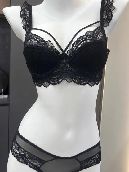 MOYISU Minimizer Bra French Lace for Large Bust, Anti Sagging Full Coverage Push Up Underwire Set, Sensuous Women Sexy Bra &amp; Set