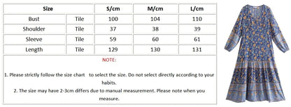 Foridol Bohemian Printed Floral Women Long Dress with Sleeve Spring Summer New in Midi Vestidos Casual Beach Boho Dress Women
