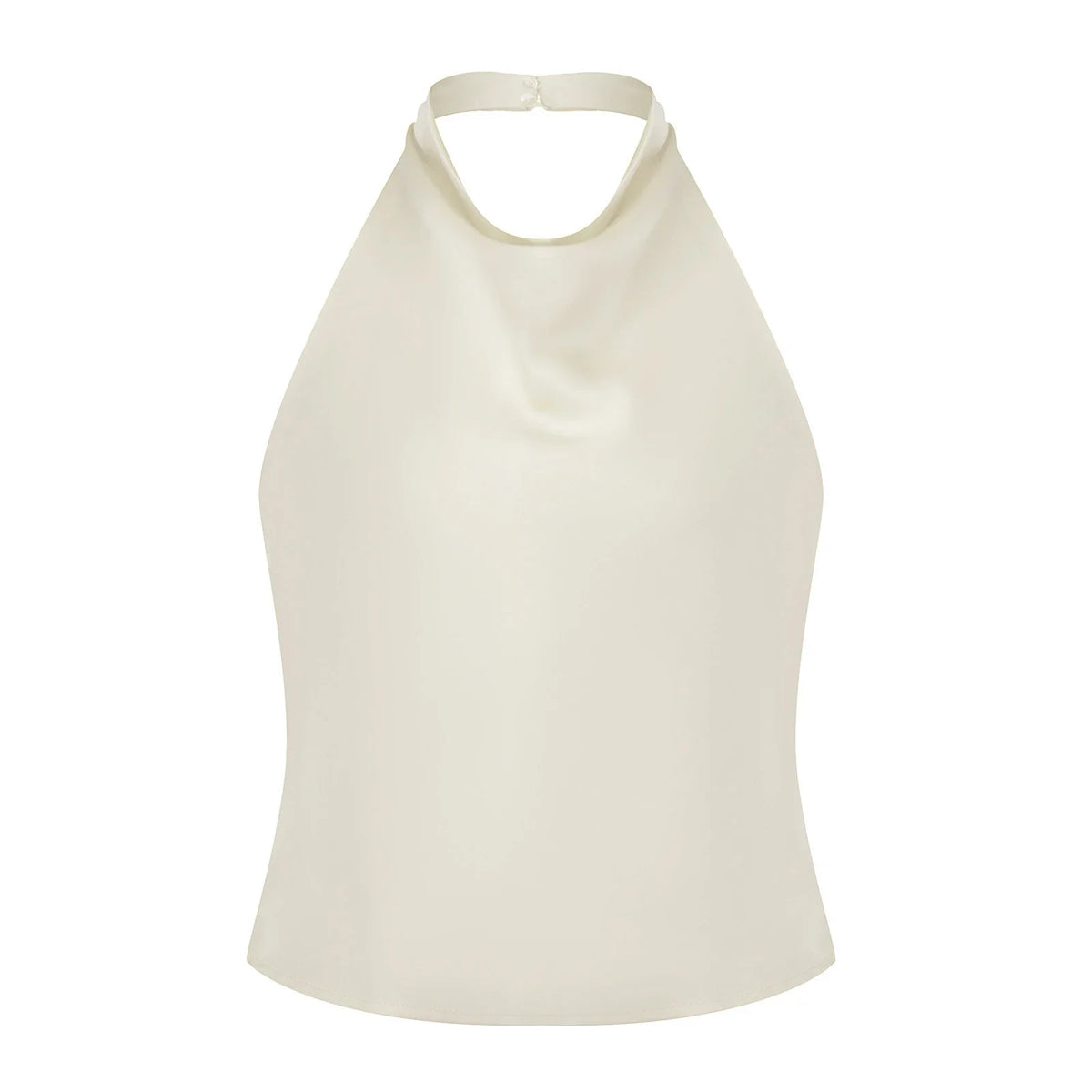 Women Summer Halter Neck Vest Sleeveless Open Back Solid Color Satin Tank Tops