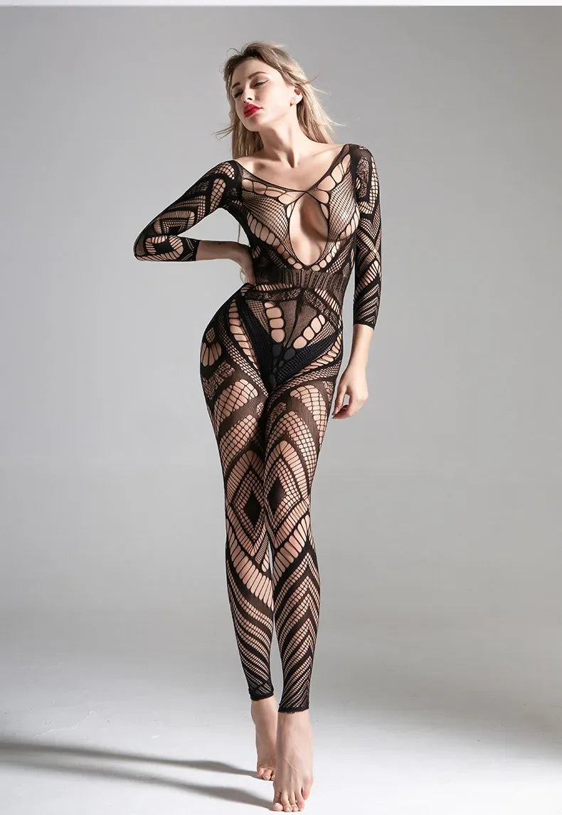 Various sexy mesh outfits, sexy lingerie jumpsuits, cutout halter bodysuits, women&