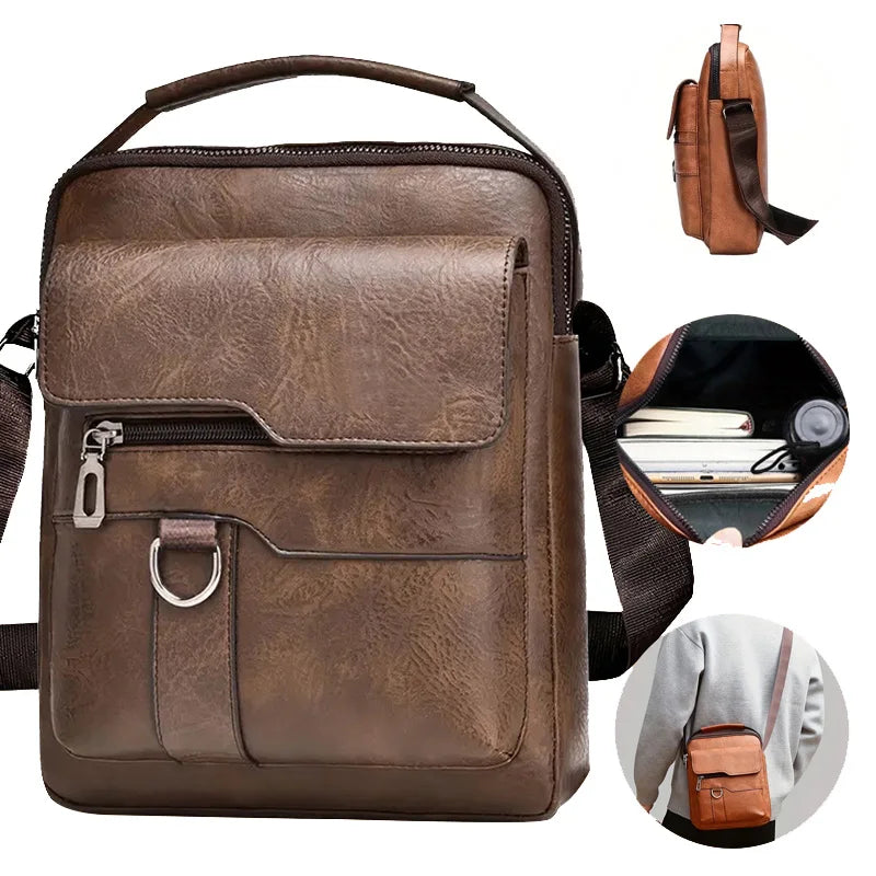PU Shoulder Bag For Men With Handle Crossbody Briefcase And Casual Daypack For Work