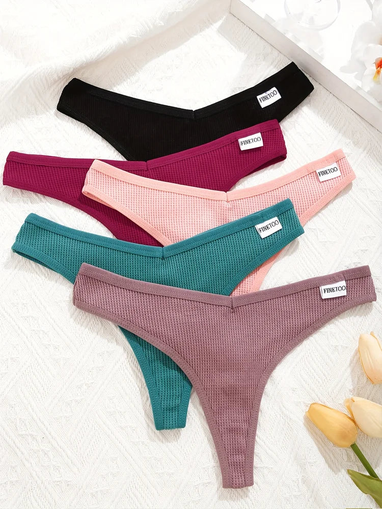 Premium Cotton G-String Panties 5-Piece Set for Women