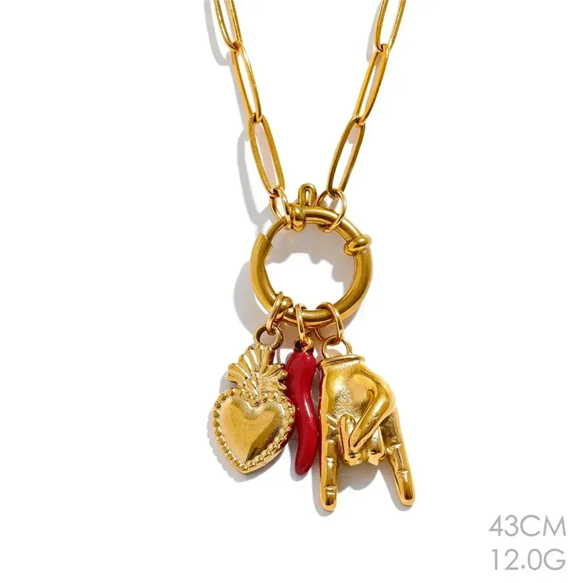 Classic Hot Selling Bull Horn Sacred Heart Detachable Pendant Necklace for Women&