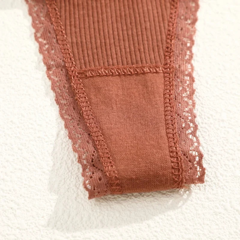 Comfortable Cotton Lace G-String Panties for Women